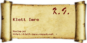 Klett Imre névjegykártya